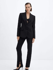 Mango Black Side Split Suit Trousers - Image 2 of 6