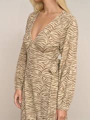 Society 8 Clover Animal Print Wrap Jersey Dress - Image 4 of 4