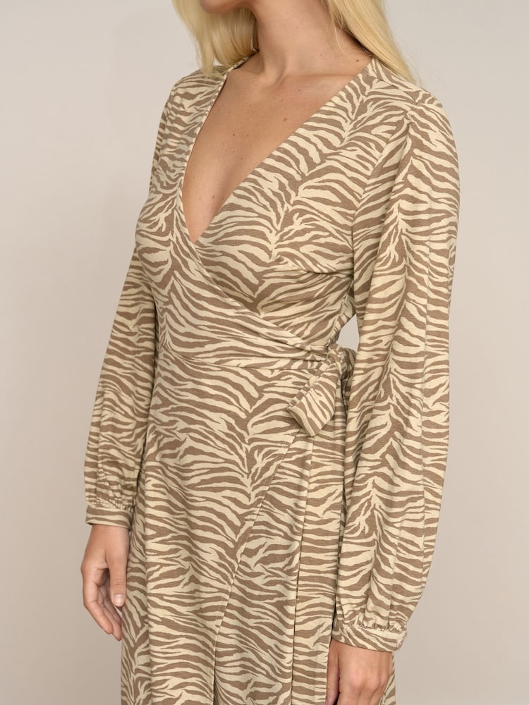 Society 8 Clover Animal Print Wrap Jersey Dress - Image 4 of 4