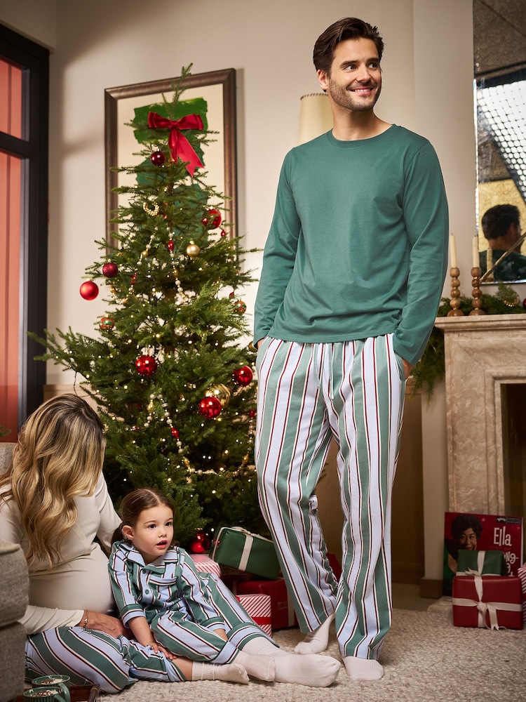 Seraphine Green Stripe Family Matching Christmas Pyjamas Set - Image 1 of 7
