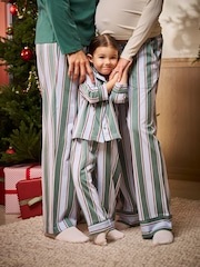 Seraphine Green Stripe Family Matching Christmas Pyjamas Set - Image 6 of 7