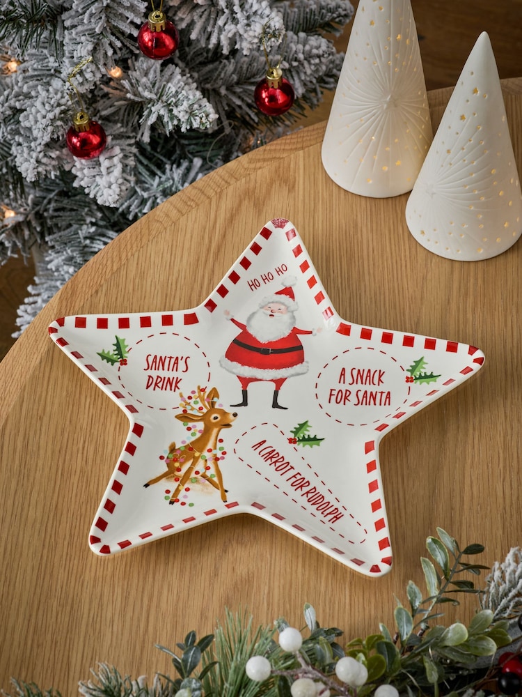 Red Christmas Eve Star Shaped Plate - Image 2 of 6