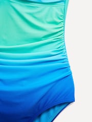 Linzi Blue/Green Capri Bandeau Soft Cupped Tummy Control Swimsuit With Detachable Straps - Image 5 of 5