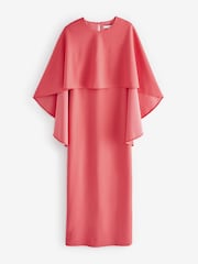 Coral Pink Cape Detail Maxi Dress - Image 4 of 5