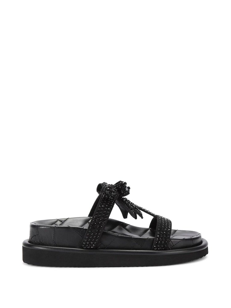 Kurt Geiger London Orson Crystal Drench Bow Black Sandals - Image 1 of 5 Kurt Geiger London Orson Crystal Drench Bow Black Sandals - Image 1 of 5