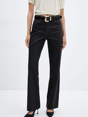 Mango Black Shiny Effect Straight Leg Medium Waist Jeans - Image 1 of 4