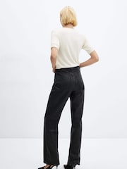 Mango Black Shiny Effect Straight Leg Medium Waist Jeans - Image 3 of 4