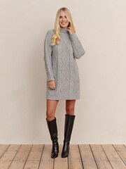 Society 8 Constance Grey Cable Knit Tunic Dress - Image 2 of 5