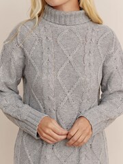 Society 8 Constance Grey Cable Knit Tunic Dress - Image 5 of 5