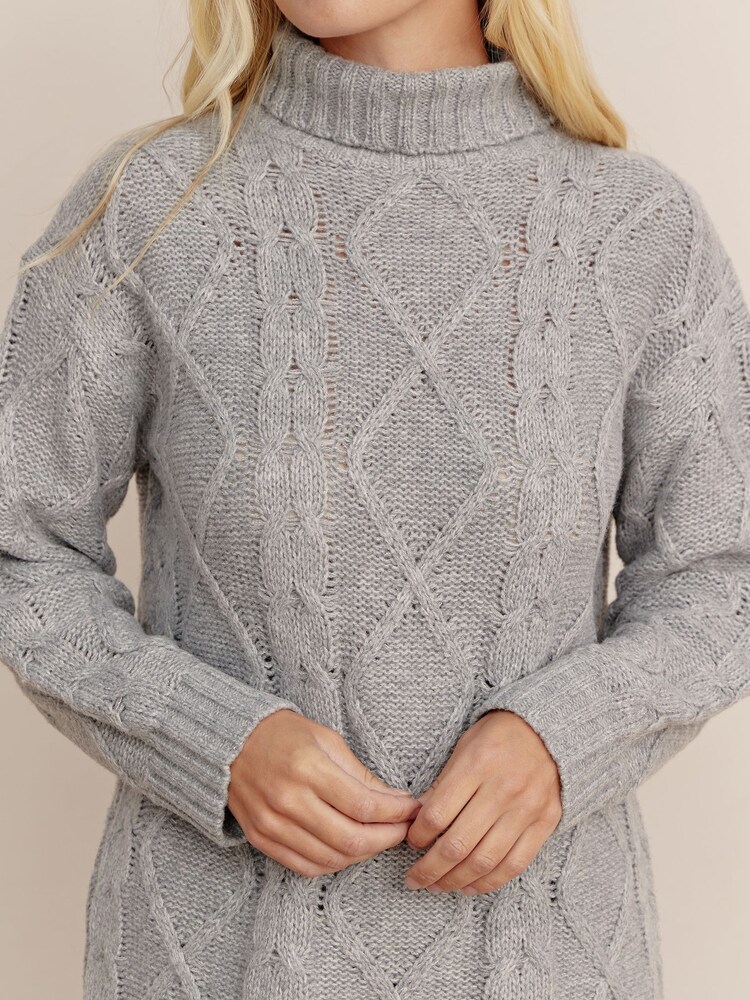 Society 8 Constance Grey Cable Knit Tunic Dress - Image 5 of 5