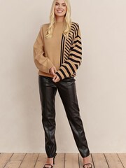 Society 8 Goldie Brown Stripe Batwing Knit Jumper - Image 2 of 5