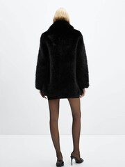 Mango Black Lapels Faux Fur Coat With Collar - Image 2 of 6
