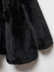 Mango Black Lapels Faux Fur Coat With Collar - Image 6 of 6