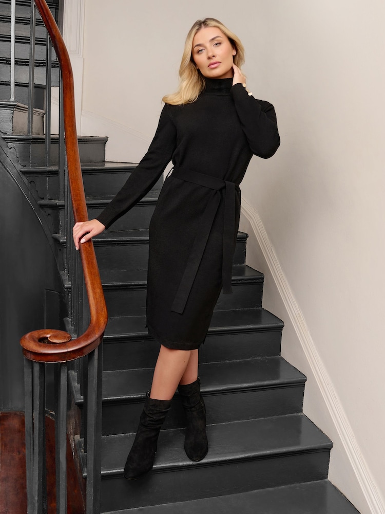 Society 8 Arwen Black Belted Knit Dress - Image 1 of 5
