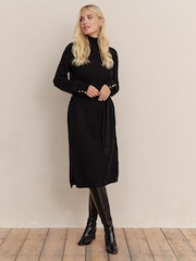 Society 8 Arwen Black Belted Knit Dress - Image 3 of 5