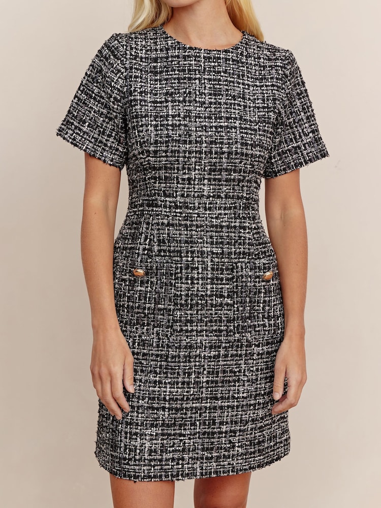 Society 8 Evangeline Black Button Boucle Dress - Image 5 of 5