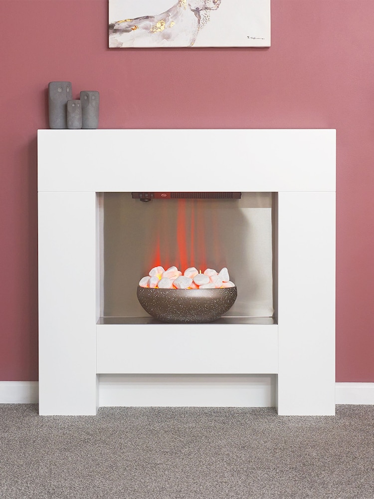 Adam White Cubist Electric Fireplace Suite - Image 1 of 4