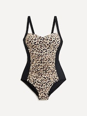 Linzi Black Animal Miami Tummy Control Ruched Swimsuit - Image 3 of 6