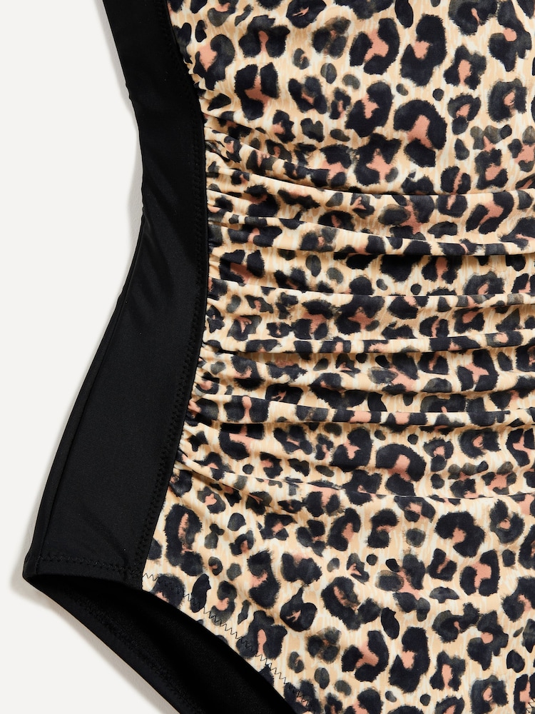Linzi Black Animal Miami Tummy Control Ruched Swimsuit - Image 6 of 6