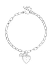 Lipsy Jewellery Silver Tone Heart Charm Bracelet - Image 1 of 2