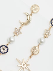 Mood Gold Tone Celestial Mismatch Drops Earrings - Image 2 of 3