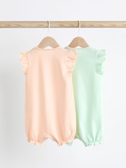 Pastel Pink/ Blue Animal 100% Cotton Baby Rompers 2 Pack - Image 2 of 7