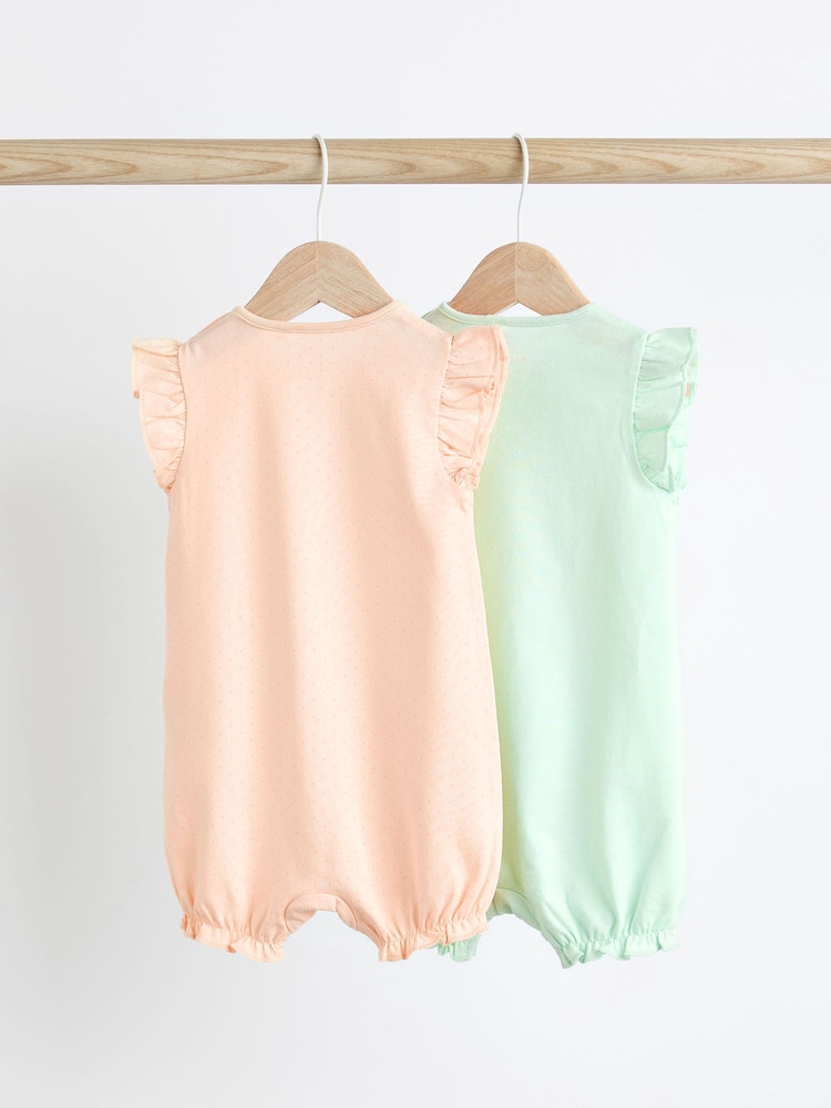 Pastel Pink/ Blue Animal 100% Cotton Baby Rompers 2 Pack - Image 2 of 7