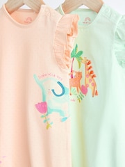 Pastel Pink/ Blue Animal 100% Cotton Baby Rompers 2 Pack - Image 3 of 7