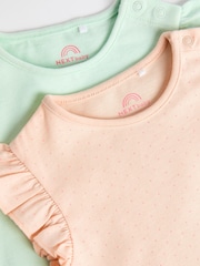 Pastel Pink/ Blue Animal 100% Cotton Baby Rompers 2 Pack - Image 4 of 7