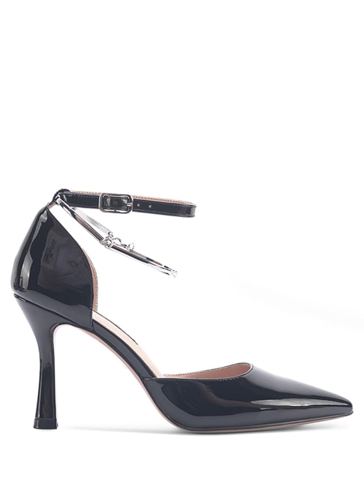 Nine West Womens 'Tibby' Black Ankle Strap Spool Heel Pumps - Image 1 of 3