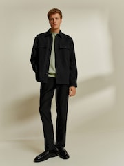 Black Twin Pocket Cotton Shacket Overshirt - Image 2 of 9