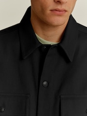 Black Twin Pocket Cotton Shacket Overshirt - Image 5 of 9