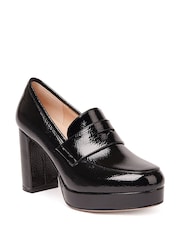 Nine West Womens 'Tanla' Black Block Heel Platform Loafers - Image 2 of 4