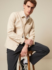 Ecru White Twill Chore Shacket Overshirt - Image 1 of 10