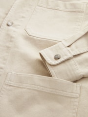 Ecru White Twill Chore Shacket Overshirt - Image 10 of 10