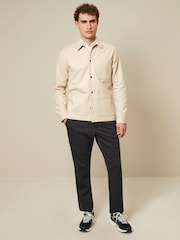 Ecru White Twill Chore Shacket Overshirt - Image 2 of 10