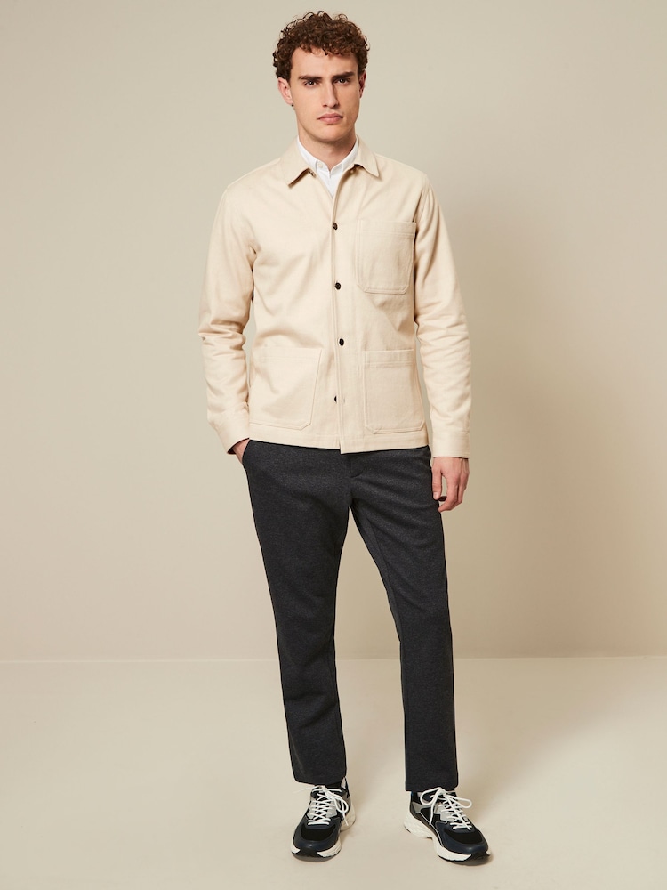 Ecru White Twill Chore Shacket Overshirt - Image 2 of 10