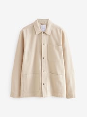 Ecru White Twill Chore Shacket Overshirt - Image 5 of 10