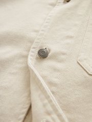 Ecru White Twill Chore Shacket Overshirt - Image 8 of 10
