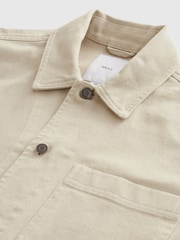 Ecru White Twill Chore Shacket Overshirt - Image 9 of 10