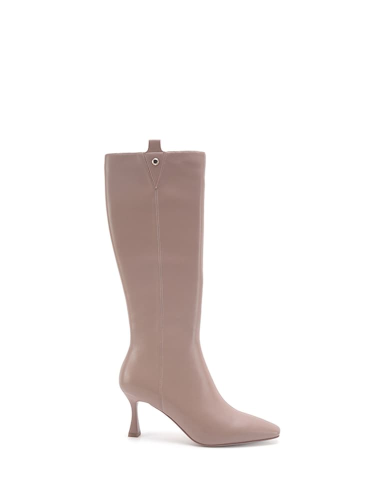 Nine West Womens 'Oboy' Spool Heel Knee High Brown Boots with Zipper - Image 2 of 2