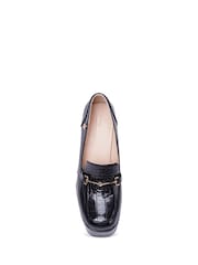 Nine West Womens  'Tamika' Croc Effect Block Heel Platform Black Loafers - Image 2 of 2