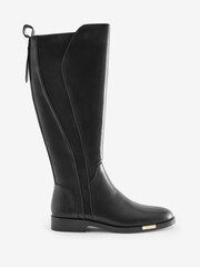Bottes plates hauteur genou noires avec fermeture éclair Nine West Womens 'Sanisa' - Image 1 of 3