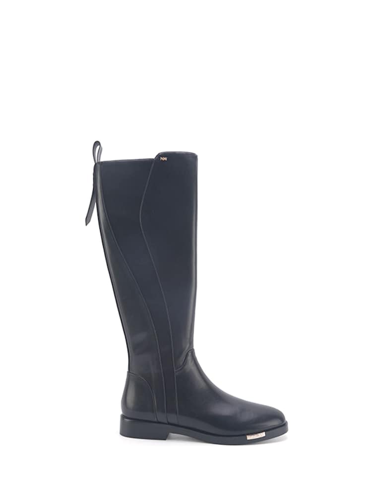 Bottes plates hauteur genou noires avec fermeture éclair Nine West Womens 'Sanisa' - Image 2 of 3