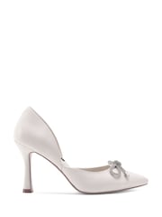 Nine West Womens 'Mangie' Spool Heel Evening White Shoes with Bow Detail - Image 2 of 4