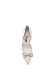 Nine West Womens 'Mangie' Spool Heel Evening White Shoes with Bow Detail - Image 4 of 4