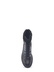 Nine West Womens 'Tabrah' Lug Sole Black Boots with Faux Fur Cuff & Zipper - Image 3 of 3
