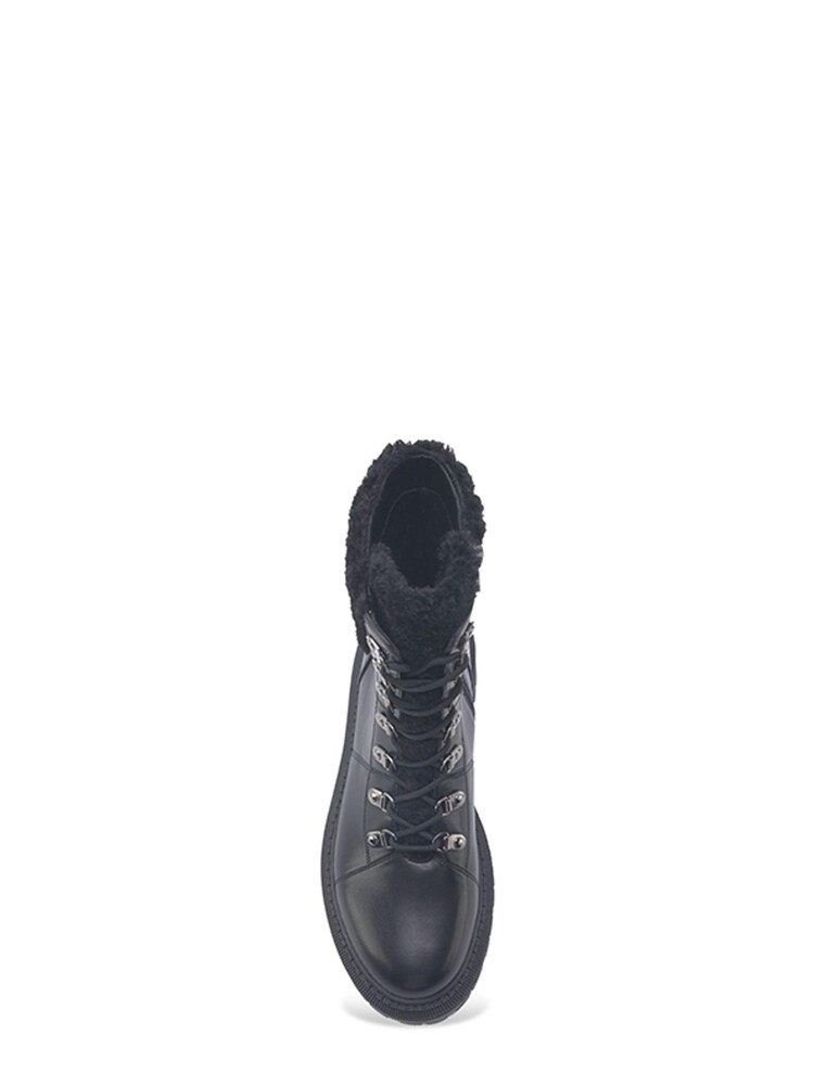 Nine West Womens 'Tabrah' Lug Sole Black Boots with Faux Fur Cuff & Zipper - Image 3 of 3