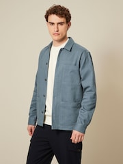 Blue Twill Chore Shacket 100% Cotton Overshirt - Image 1 of 10