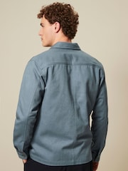 Blue Twill Chore Shacket 100% Cotton Overshirt - Image 3 of 10